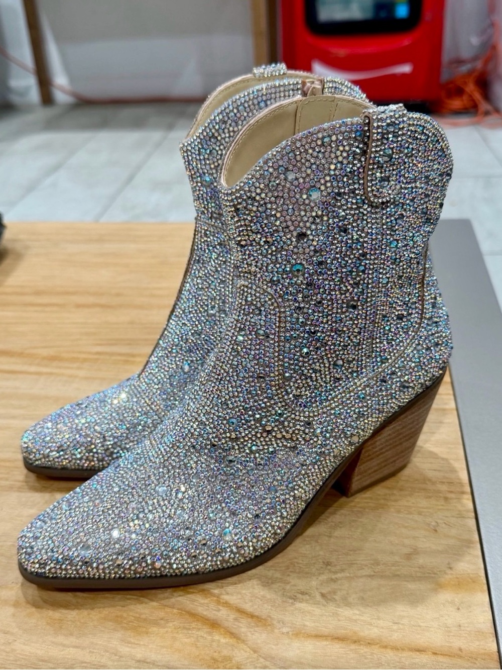 Matisse Iridescent Crystal-Covered Ankle Booties - Silver